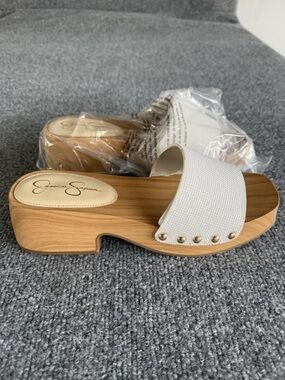 Jessica Simpson Womens Platform Slide Sandal / Wood Grain Clog 8.5M